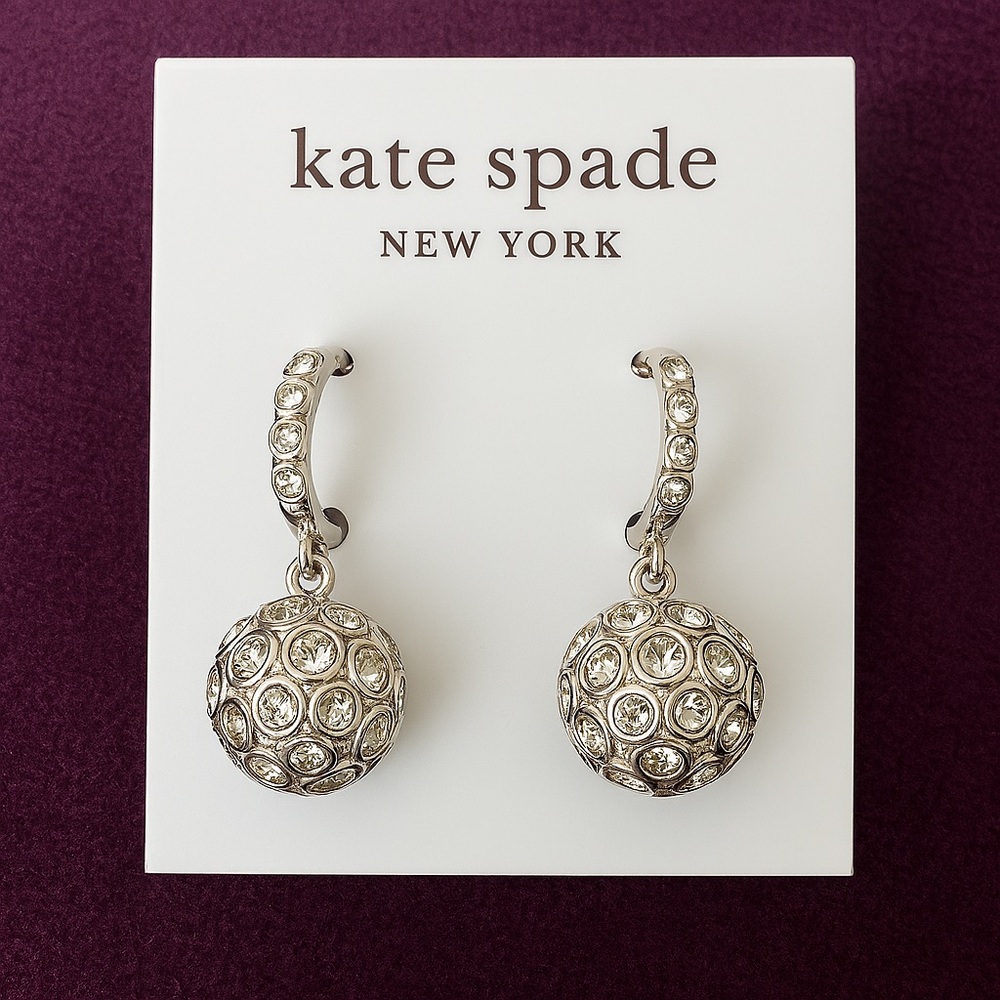 Kate Spade Silver Hoop Earrings with Crystal Accents